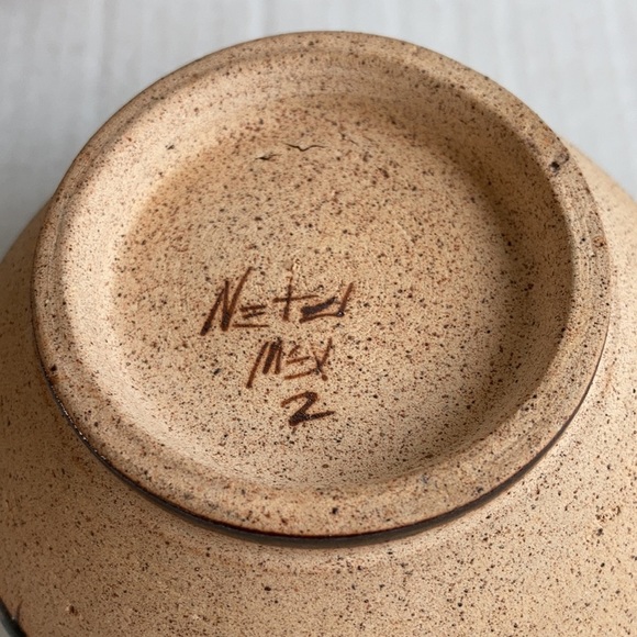 Netz Pottery Mexico Tonala fern leaf covered trinket dish bowl - Picture 9 of 15